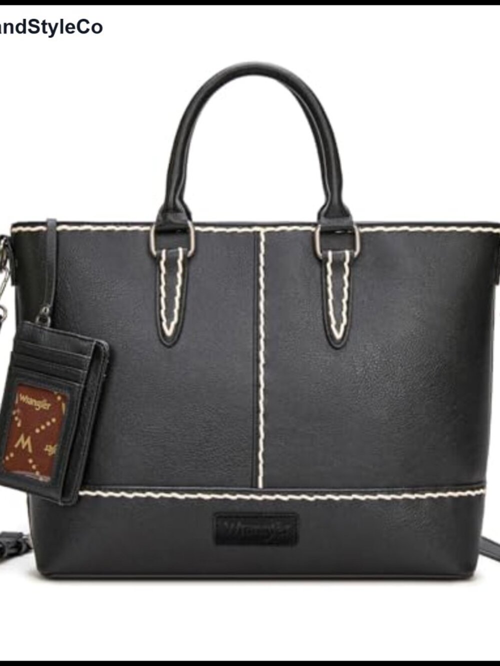 Waxed Cord Stitching Tote Bag with Removable Card Holder